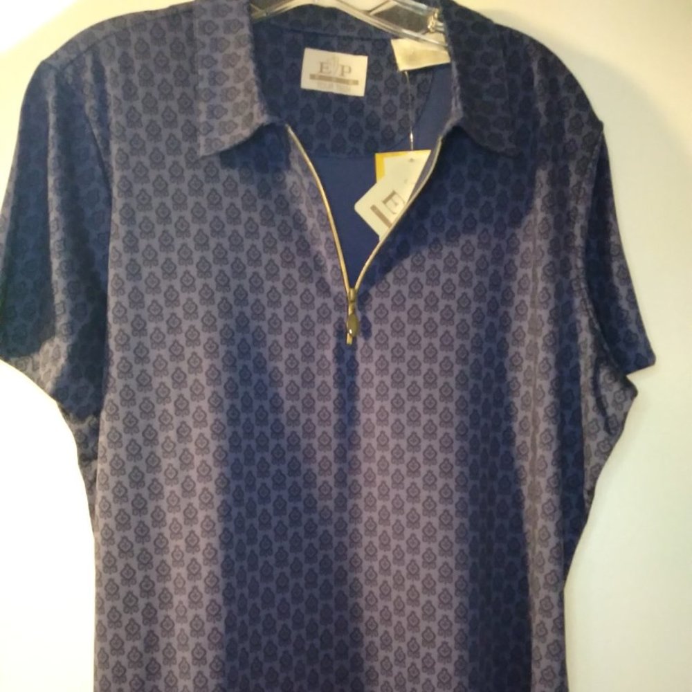 Women's EP Pro Tour Tech GOLF Shirt = Dark Purple/Black Geometric Size XL
